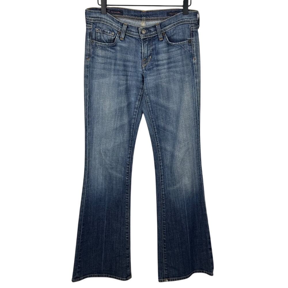Citizens of Humanity Naomi Low Rise Flare Jeans 27 Blue Distressed Y2K Stretch